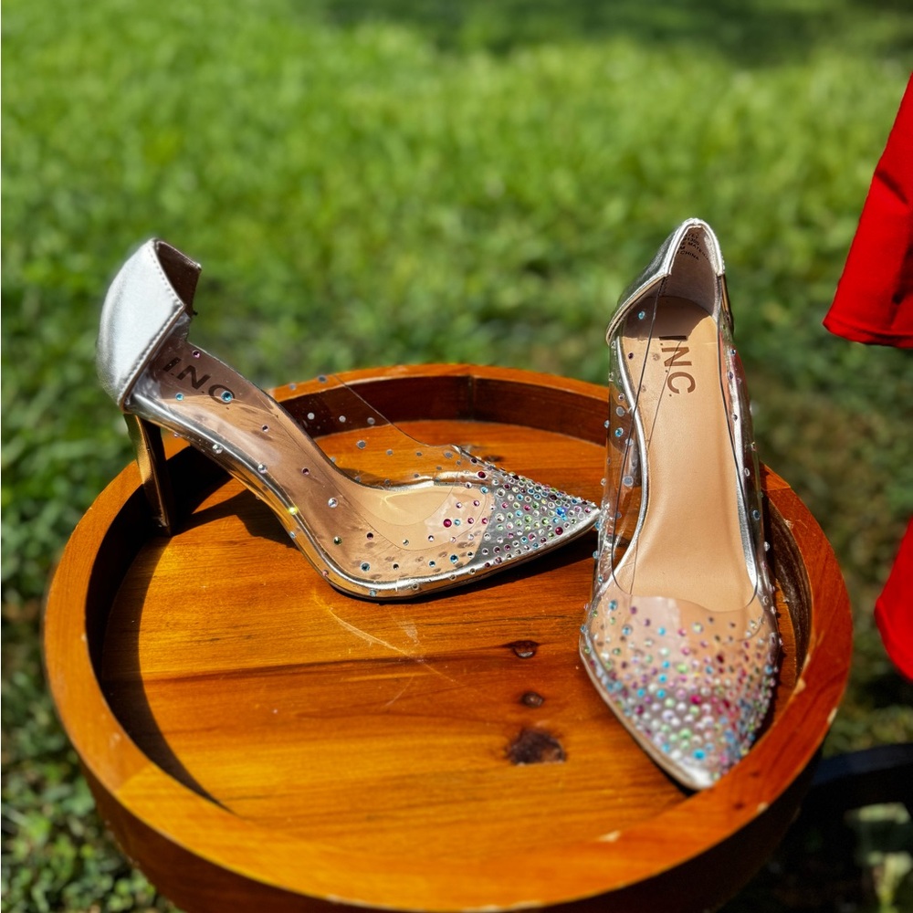 INC International Concepts Silver Heels with Multicolor Accents